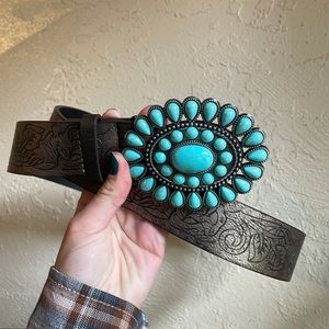 Turquoise Cowboy Belt Buckle